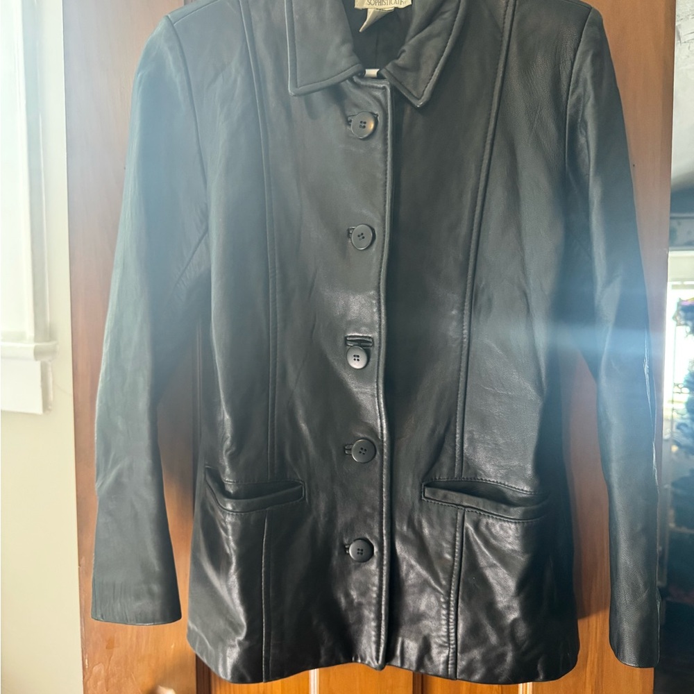 Vintage 90s Style Black Leather Jacket
